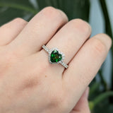 Hiya 14K White Gold Tsavorite Garnet and Diamonds Ring | 7x6.5mm