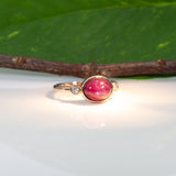 14K rose gold star ruby cabochon ring with diamond accents