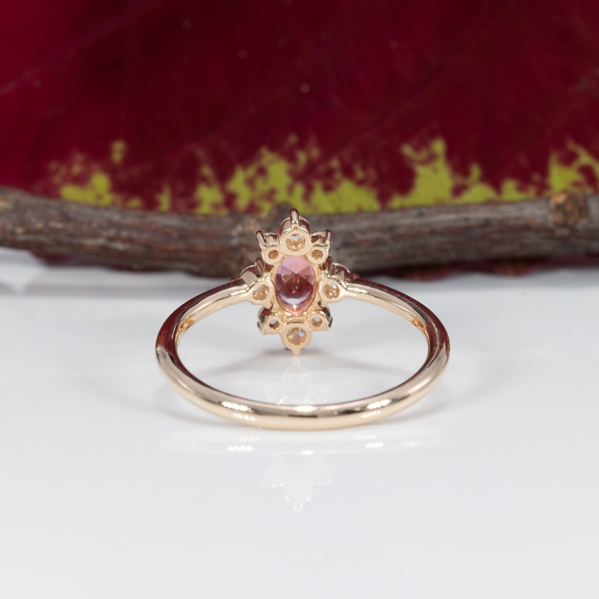 14K yellow gold padparadscha sapphire ring