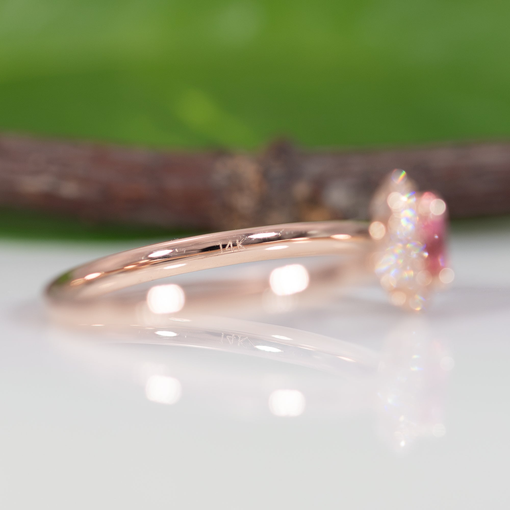 14K rose gold padparadscha sapphire ring