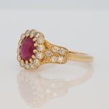 1.5ct Burma Ruby Ring with Earth-Mined Diamond Accents in Solid 14K Gold – Elegant 7x6mm Fine Gemstone Statement Ring