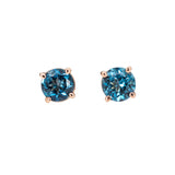 5mm Round - 14K Solid Gold London Blue Topaz Solitaire Studs