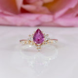 14K yellow gold pink sapphire ring