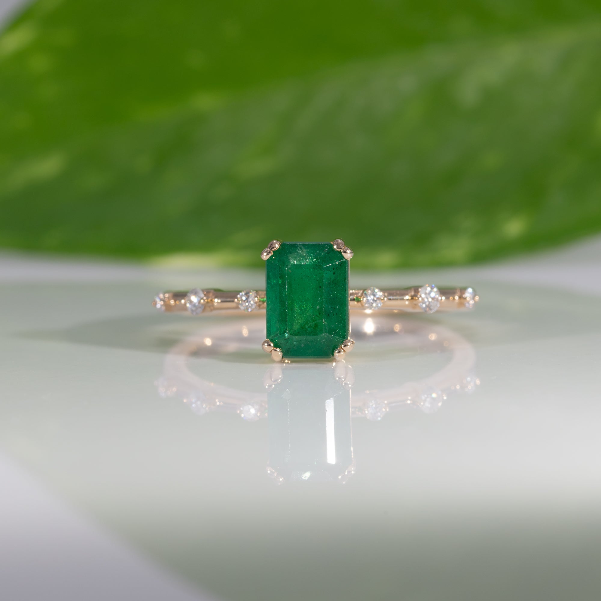14K Yellow Gold Zambian Emerald Ring