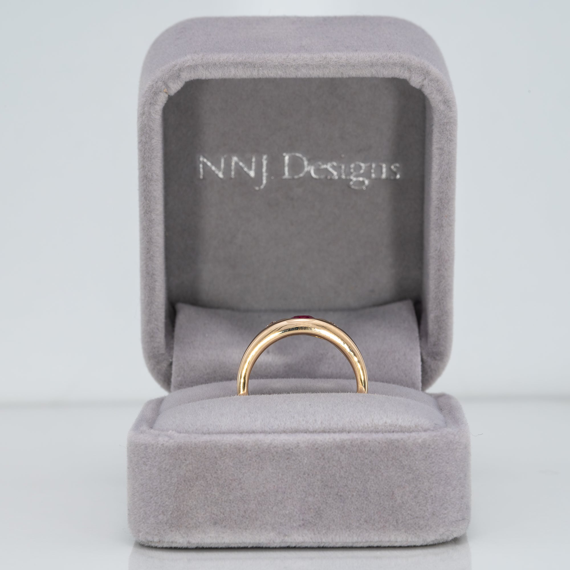 14K yellow gold Burma ruby ring with diamond accents