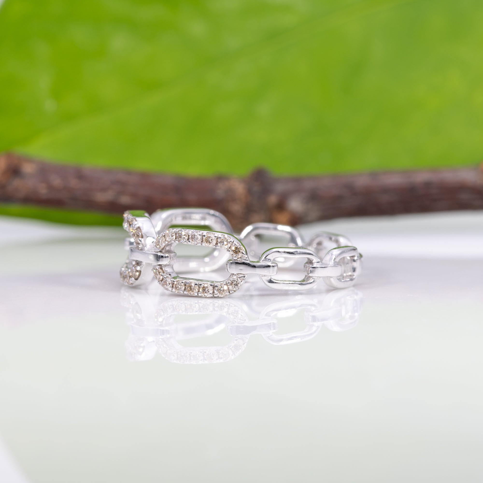 14K white gold diamond band