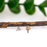 14K Solid Gold Lab-Created Diamond Martini Solitaire Stud Earrings | Round 3mm