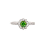 Aiko 14K White Gold Demantoid and Diamond Ring | Round 5mm
