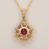 1.9Ct Madagascar Ruby Pendant with Earth Mined Diamond Accents in Solid 14K Gold – 6.5mm Round Gemstone Fine Jewelry