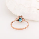 3.6ct Vibrant Blue Zircon Ring w Earth Mined Diamonds in Solid 14K Gold | EM 9x6mm