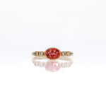14K yellow gold padparadscha sapphire oval ring with diamond accents