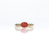 14K yellow gold padparadscha sapphire oval ring with diamond accents