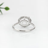 Lovely East West Oval Ring Semi Mount with a Halo of Natural Diamond Accents in Solid 14k Gold | Oval Shape | Customizable