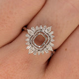 Sunburst 14K Gold Diamond Semi Mount Ring