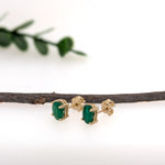 Lyila 14K Gold 1.4cts Emerald Solitaire Stud Earrings | Oval 7x5mm