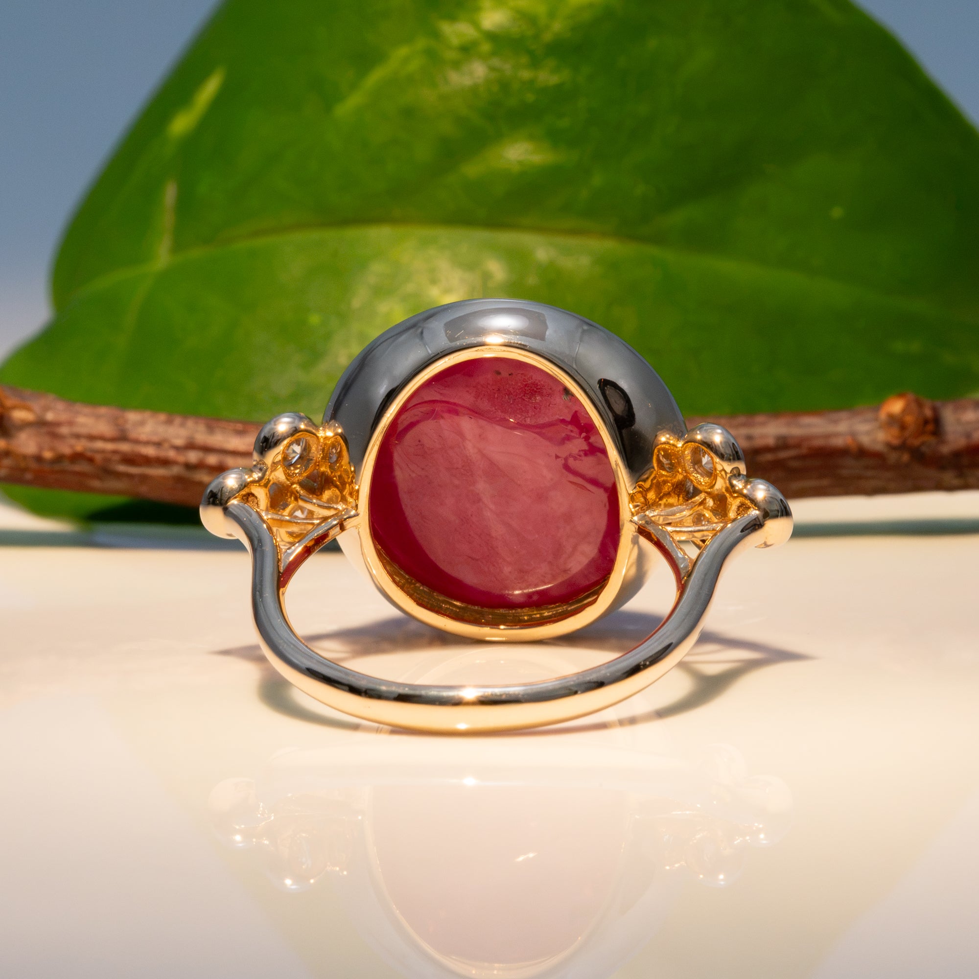 14K yellow gold star ruby ring