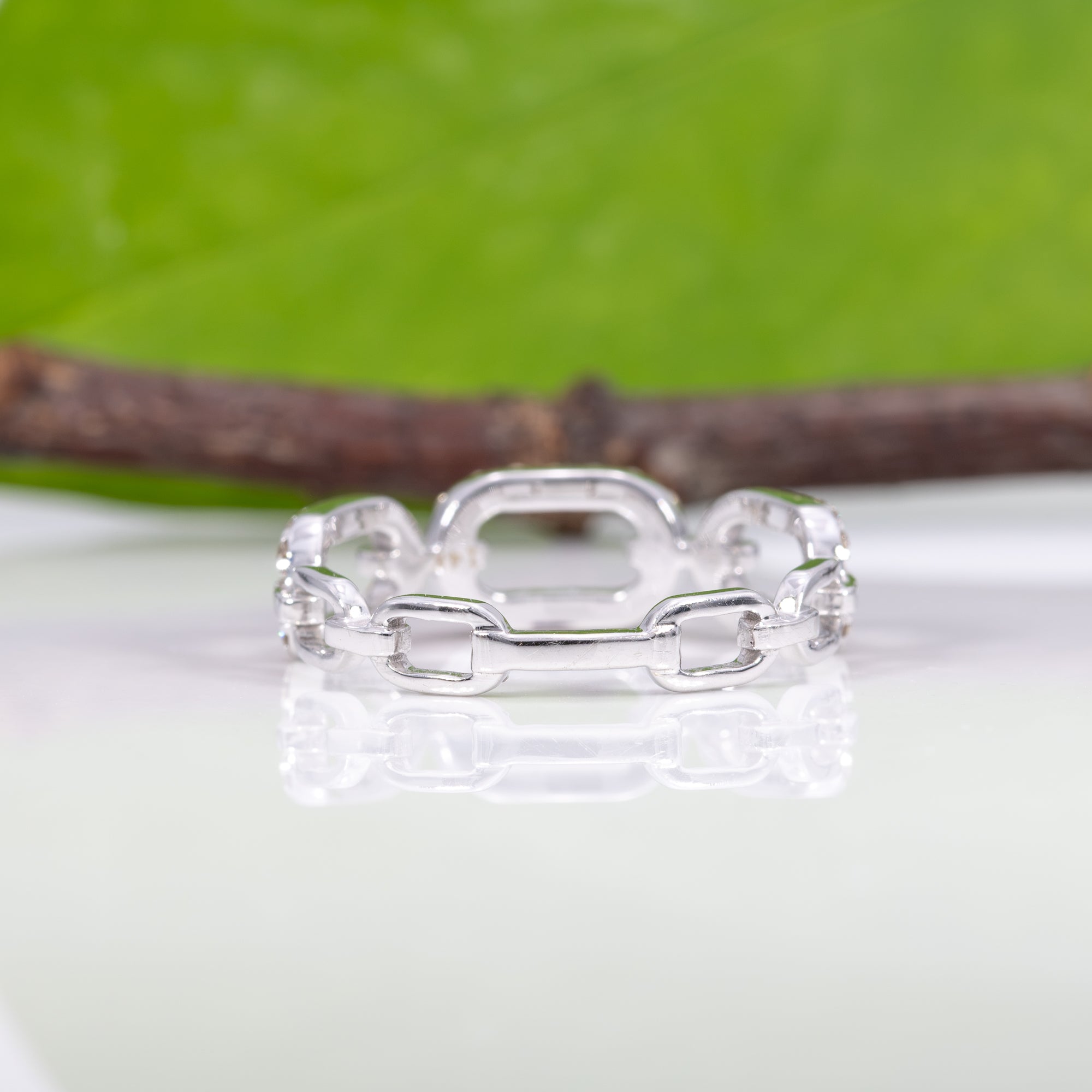 14K white gold diamond band