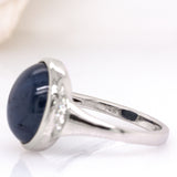 Ariana 14K Solid White Gold Star Sapphire and Diamond Ring | OV 13x11mm