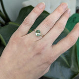 Eirlys Solid 14k Gold Green Tourmaline Ring with Natural Diamond Accents, 9x7mm