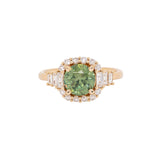 Seren 14k Solid Gold Demantoid Ring with Natural Diamond Halo | Round, 7mm