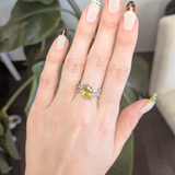 Ariax Solid 14k Gold Leafy Vine Design Sphene Ring with Natural Diamonds, Oval 8x6mm