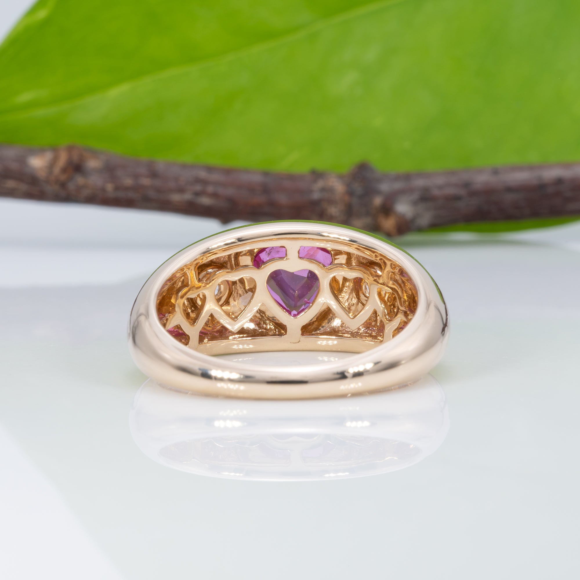 14K yellow gold pink sapphire ring