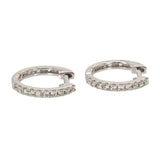 14K White Gold Diamond Huggies | Latch Back
