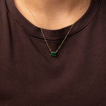 14K Yellow Gold Zambian Emerald Necklace