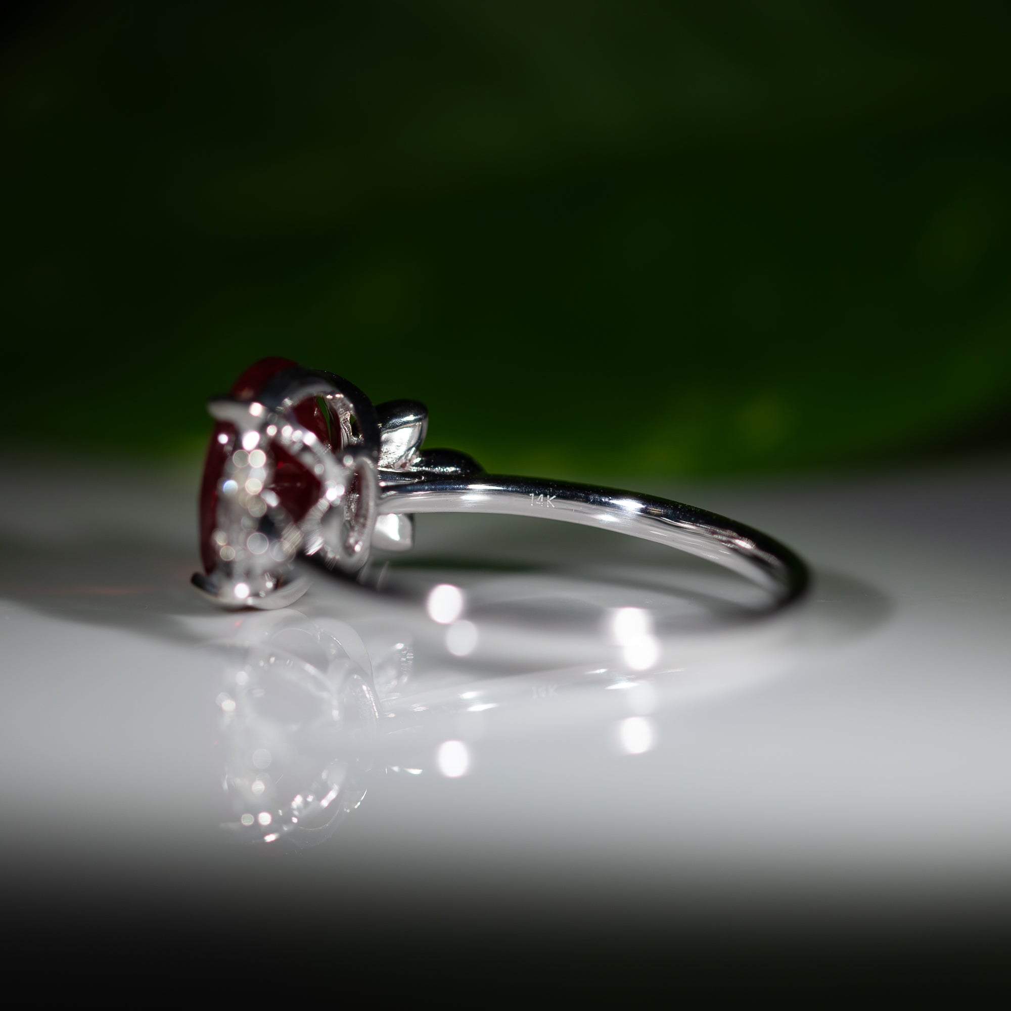 14K White Gold Tibetan Sunstone Ring