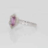 Beautiful Pink Sapphire Ring with Earth Mined Diamonds: Solid 14K Gold, 7.5x5.5mm, Natural Gemstone, Elegant Engagement or Statement Jewelry