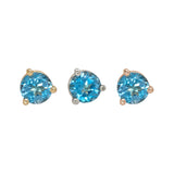 Zeenat Sky Blue Topaz Solitaire 3 Prong Martini Stud Earrings: 14k Solid Gold, Round 4mm