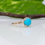 14K yellow gold sleeping beauty turquoise ring with diamond accents
