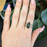 Penelope Solid 14K Gold 3.2cts Black Opal Ring with Natural Diamonds Accents, 16.5x8mm