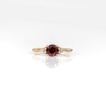 14K yellow gold red spinel ring with diamond accents