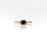 14K yellow gold red spinel ring with diamond accents