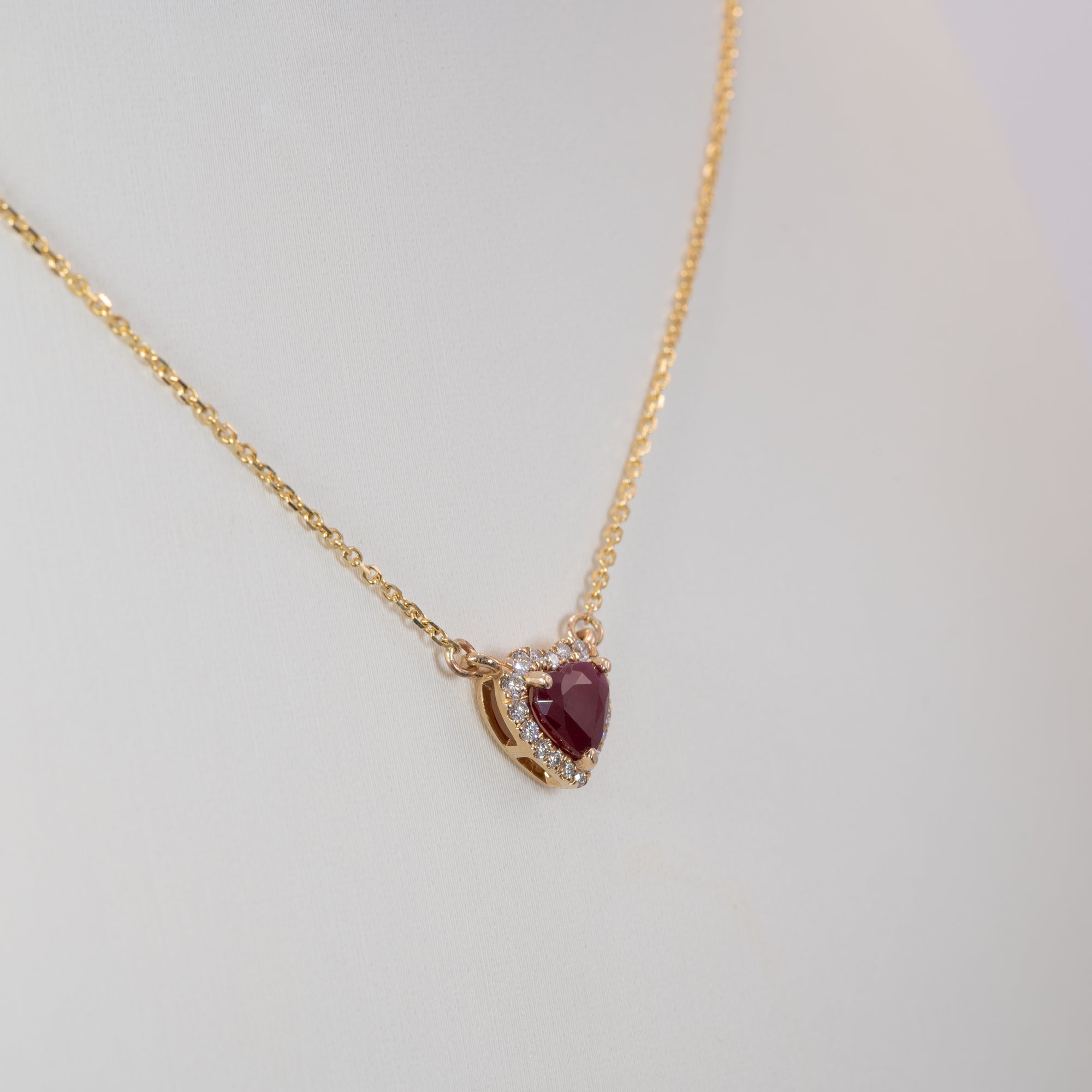 14K yellow gold mozambique ruby necklace