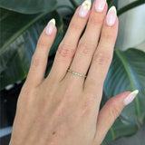 Elegant Tsavorite Gemstone Band Ring in Solid 14K Yellow Gold | Delicate Minimalist Wedding & Promise Ring