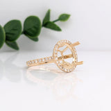Angel Engagement Round Halo Ring Setting w Diamond Accents | Round 4.5mm  9mm 10mm 11mm 11.5mm