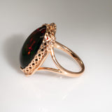 Adele 8.6Ct Black Opal Ring with Natural Diamond Accents: Solid 14K Gold, 20x11.5mm