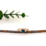 Janu 14K Yellow Gold 1.0cts Ceylon Sapphire Diamond Wedding Ring | Round 5mm