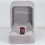 14K yellow gold bi-color tourmaline ring