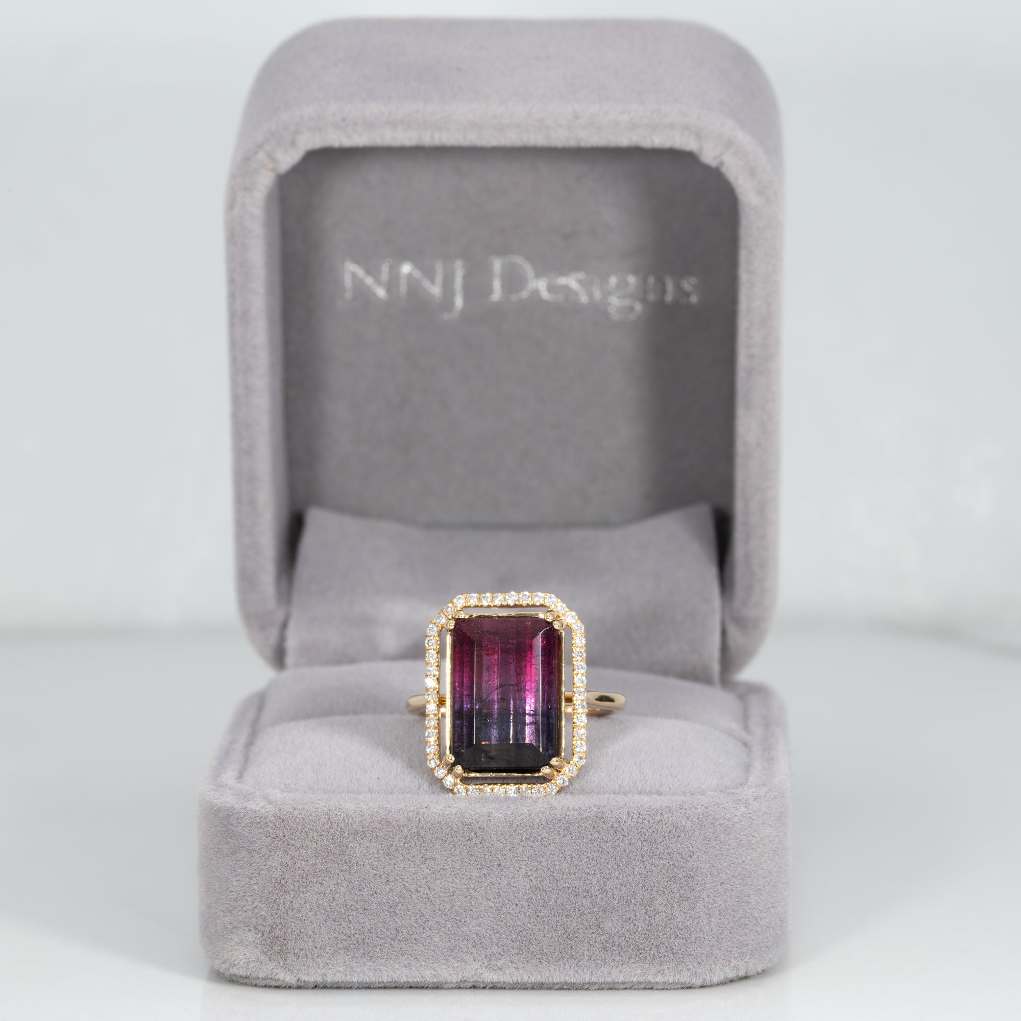 14K yellow gold bi-color tourmaline ring