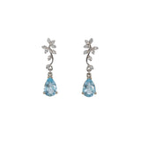 14K white gold aquamarine pear earrings with lab grown diamond accents
