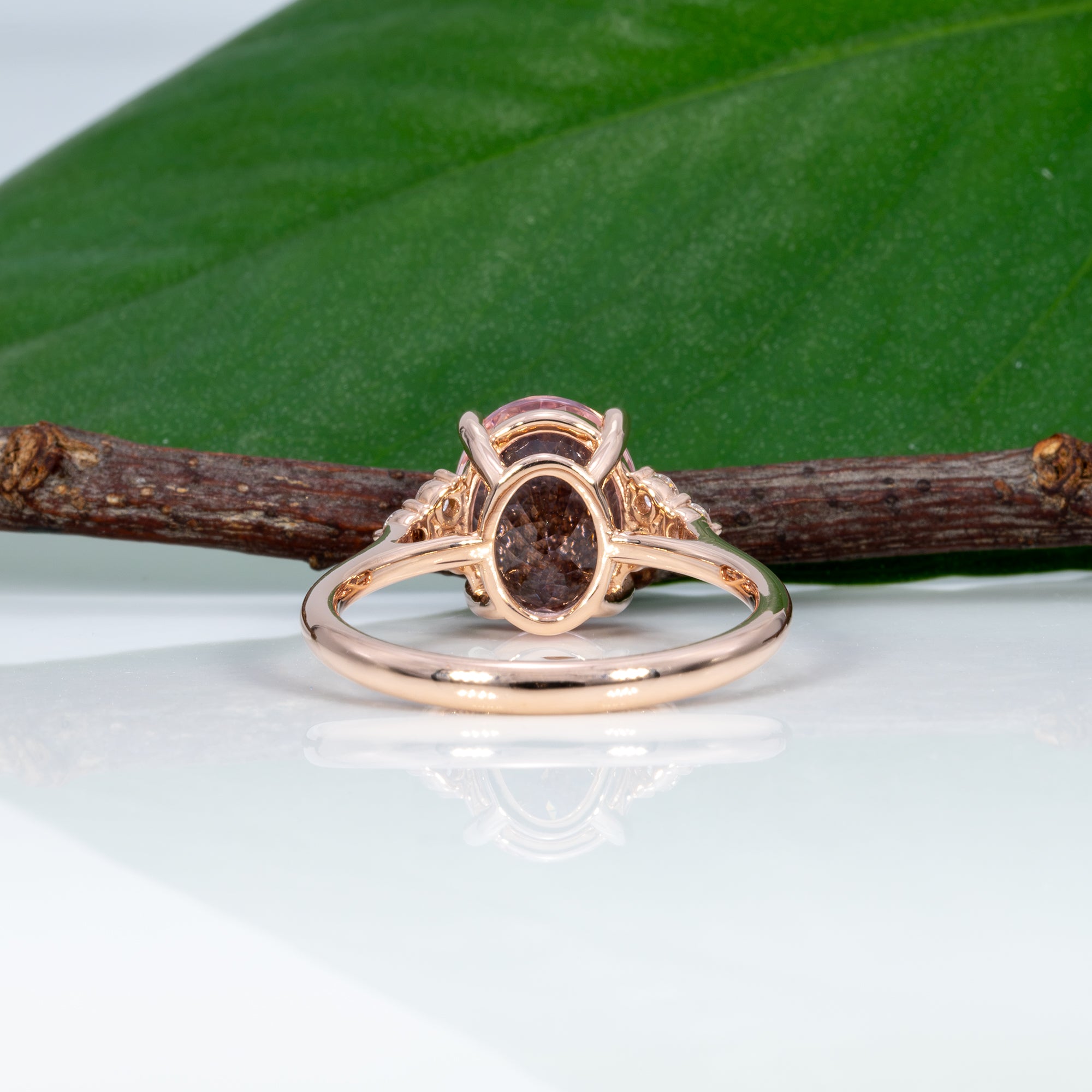 14K rose gold Cor de Rosa morganite ring with diamond accents