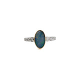 Jigisha 14K White and Yellow Gold Boulder Opal Diamond Accents Ring | 11x7mm