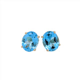 Swiss Topaz Oval Solitaire Solitaire Stud Earrings | 6x4mm 7x5mm 8x6mm