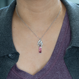 3.2Ct Pink Tourmaline Pendant with Earth Mined Diamond Accents in Solid 18K Gold, 22x6mm - Elegant and Timeless Design
