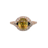 2.3ct Sphene Ring w Natural Diamond Accents in Solid 14K Yellow Gold | OV 7x5mm