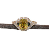 2.3ct Sphene Ring w Natural Diamond Accents in Solid 14K Yellow Gold | OV 7x5mm