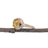 2.3ct Sphene Ring w Natural Diamond Accents in Solid 14K Yellow Gold | OV 7x5mm